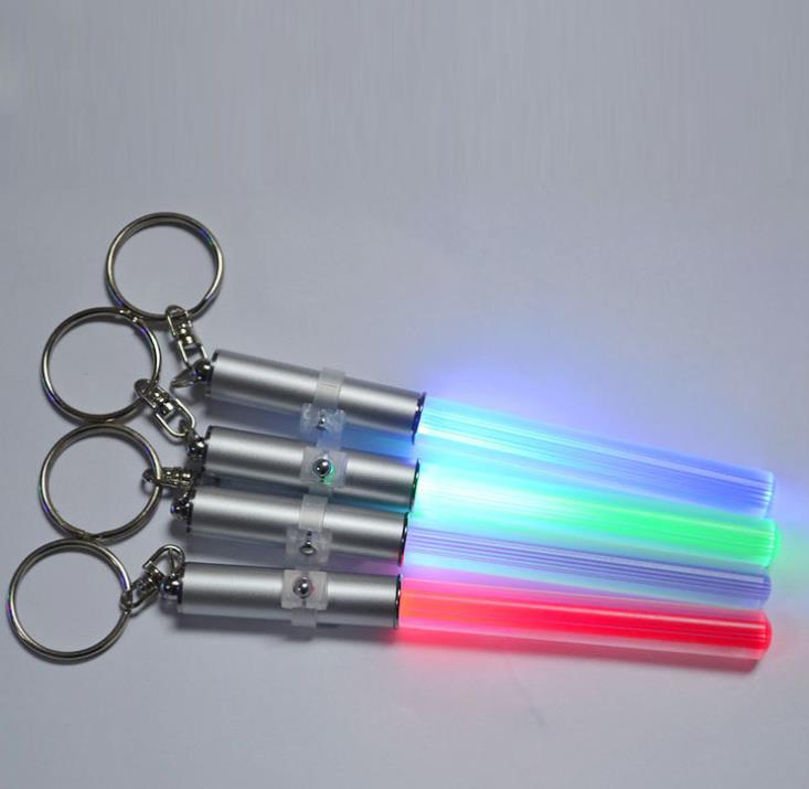 Party Supplies LED Flashlight Stick Keychain Mini Torch Aluminium Keychains Key Ring Dålig Glow Pen Magic Wand Stick Lightsaber L1910610