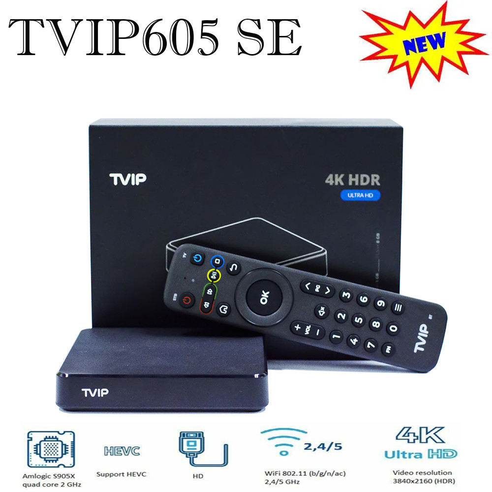 Original TVIP 605 SE SMART TV Box Linux Android 7.0 SUTED STY SET TOP BOX 4K ULTRA 4K/2.4GWIFI Super Clear