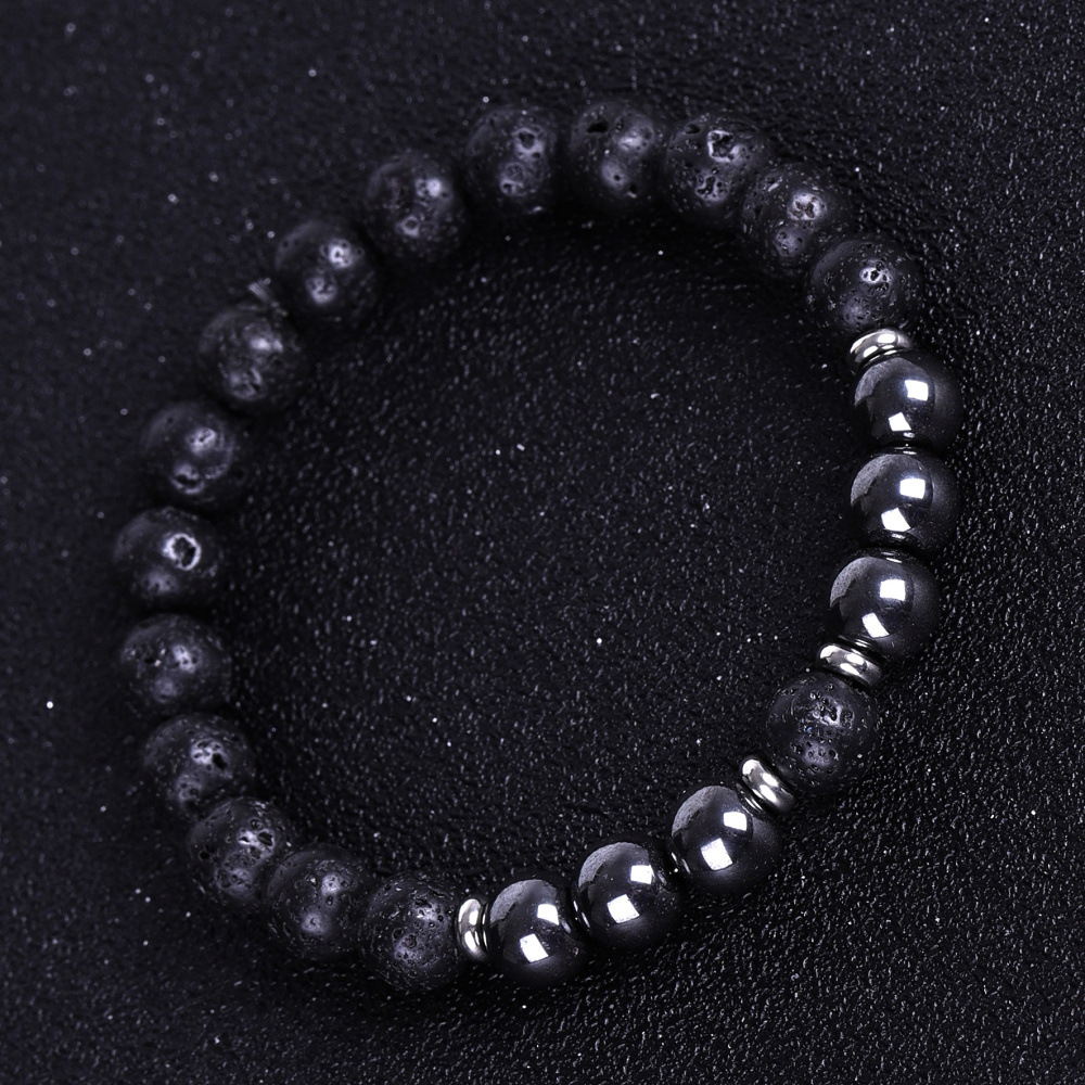 8mm Natural Lava Stone Matte Black Hematite Beads Bracelet Essential Oil Diffuser Balance Bracelet Stretch Jewelry