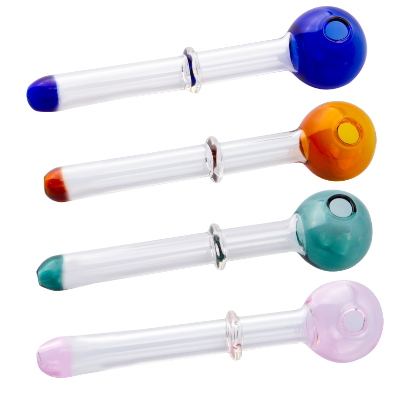 CSYC Y033 Multi-colors Glass Pipes Curved Oil Burners About 14cm length 30mm Diameter Good Airflow Smoking Pipe