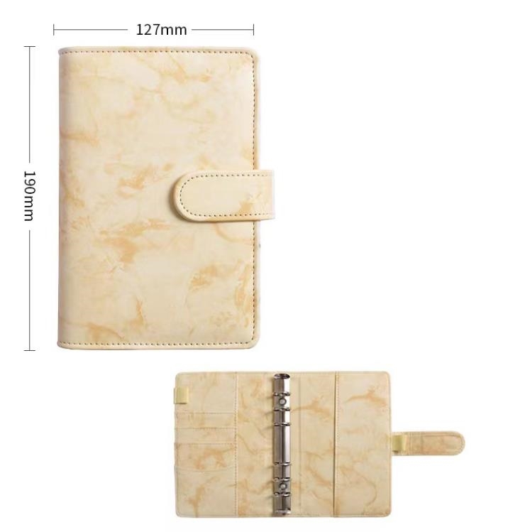 A6 marbrure couleur cahier classeur en cuir PU 6 anneaux bloc-notes spirale feuilles mobiles bloc-notes couverture journal coquille pour étudiant SN5046