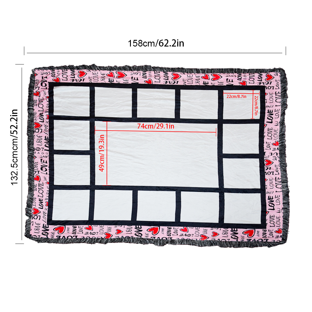 US Warehouse SubliMation Flannel Blank Filt värmeöverföring Printng Filt med Tassel Diy Portable Cover Filtar 15 Meter Grids Mix Express B5