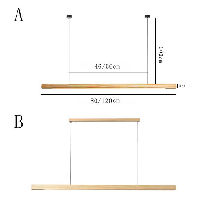 Noordse houten led hanglampen moderne ovaal lange strip plafondlamp voor restaurant bar kantoor keuken eetkamer woonkamer