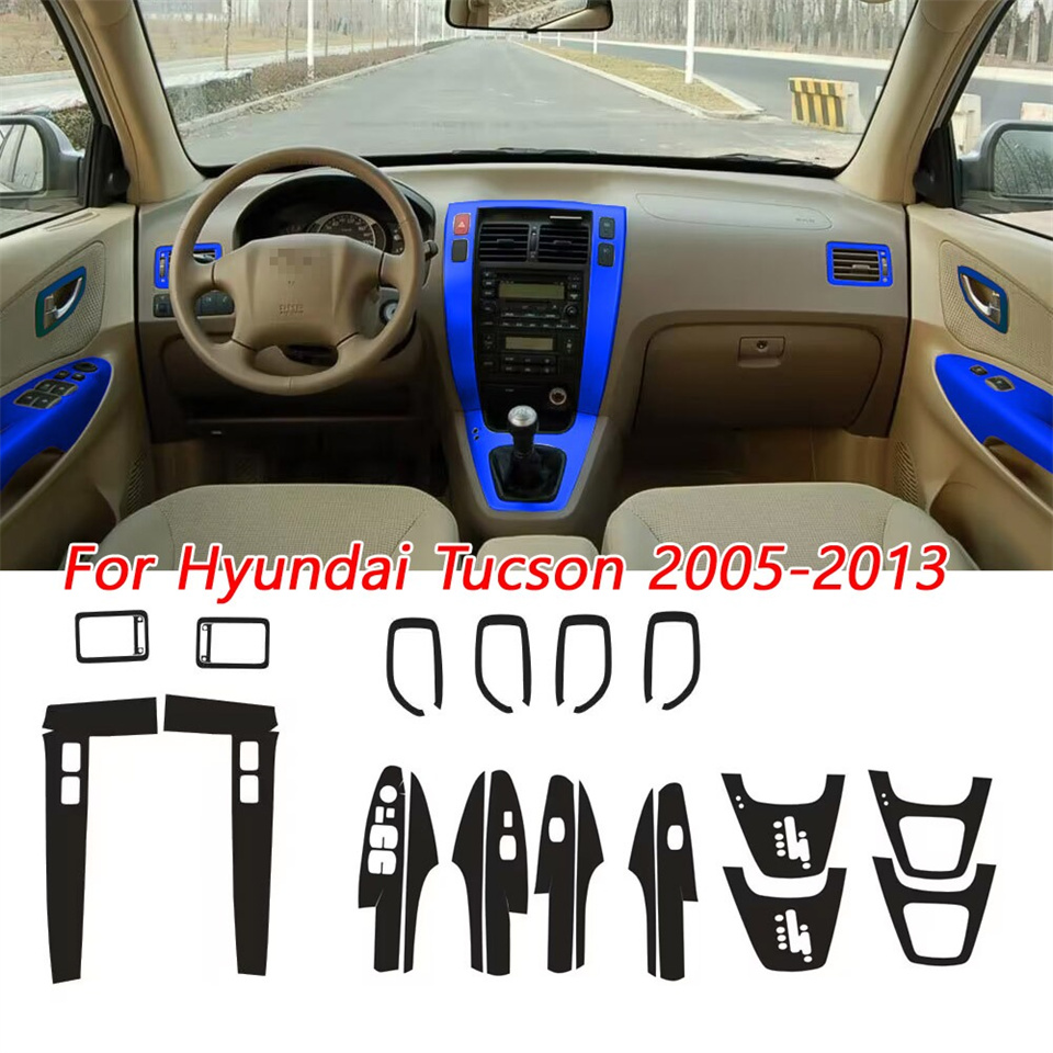 Dla Hyundai Tucson 2005-2013 Wewnętrzny centralny panelu sterowania Uchwyt drzwi 5D Naklejki z włókna węglowego naklejki