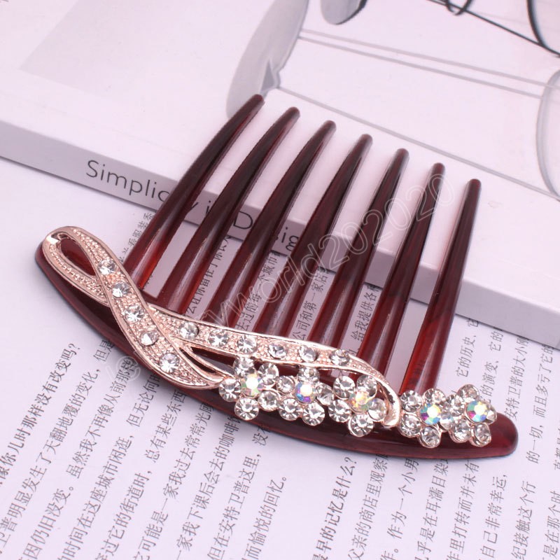 Flower Crystal Pearl Hair Comb Shiny Rhinestone Hair Clips Hairn Pin Elegant Headwear Women Wedding Hair Styling Accessories