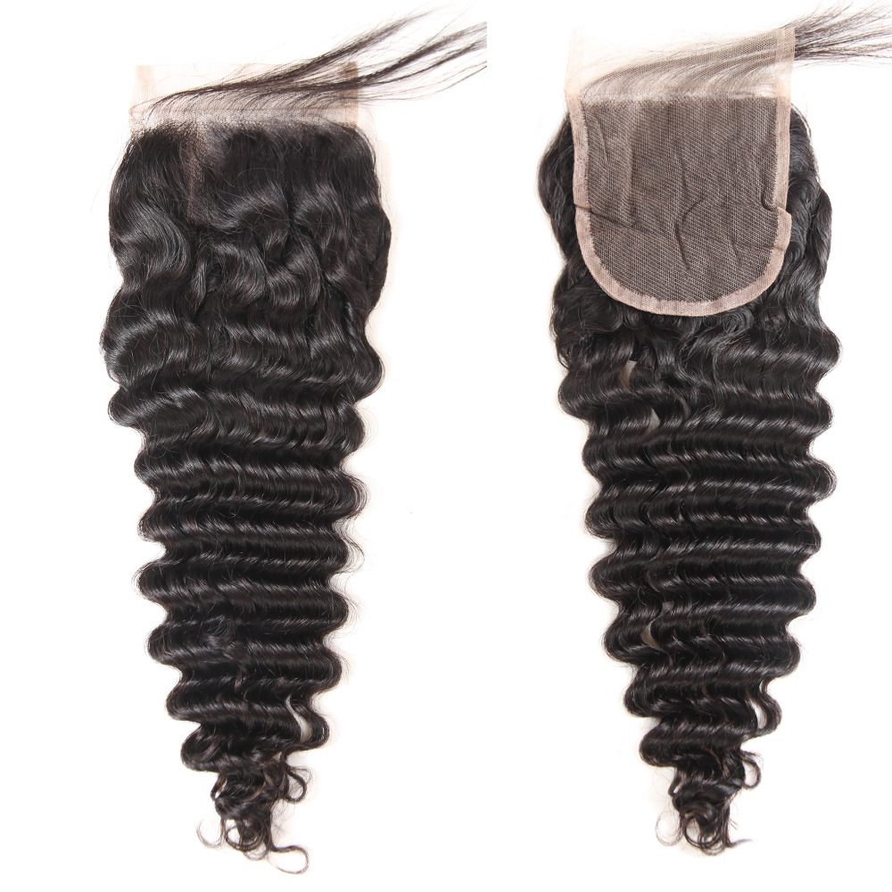 5x5 Deep Wave Human Hair Transparenta spetsstängningar PRED PLUCKED Natural Hairline Blekta knutar
