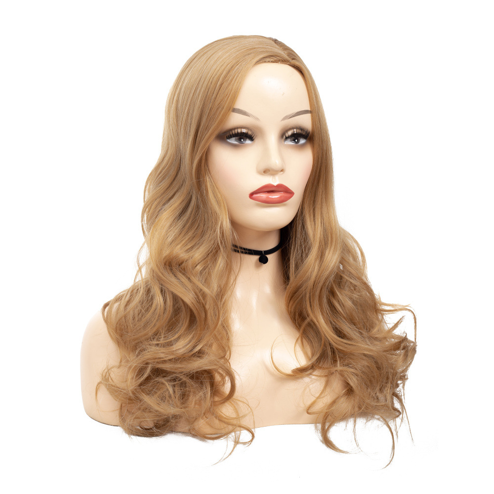 Uzun kıvırcık saçlı kadın peruk büyük dalgalar sarışın peruk başlığı