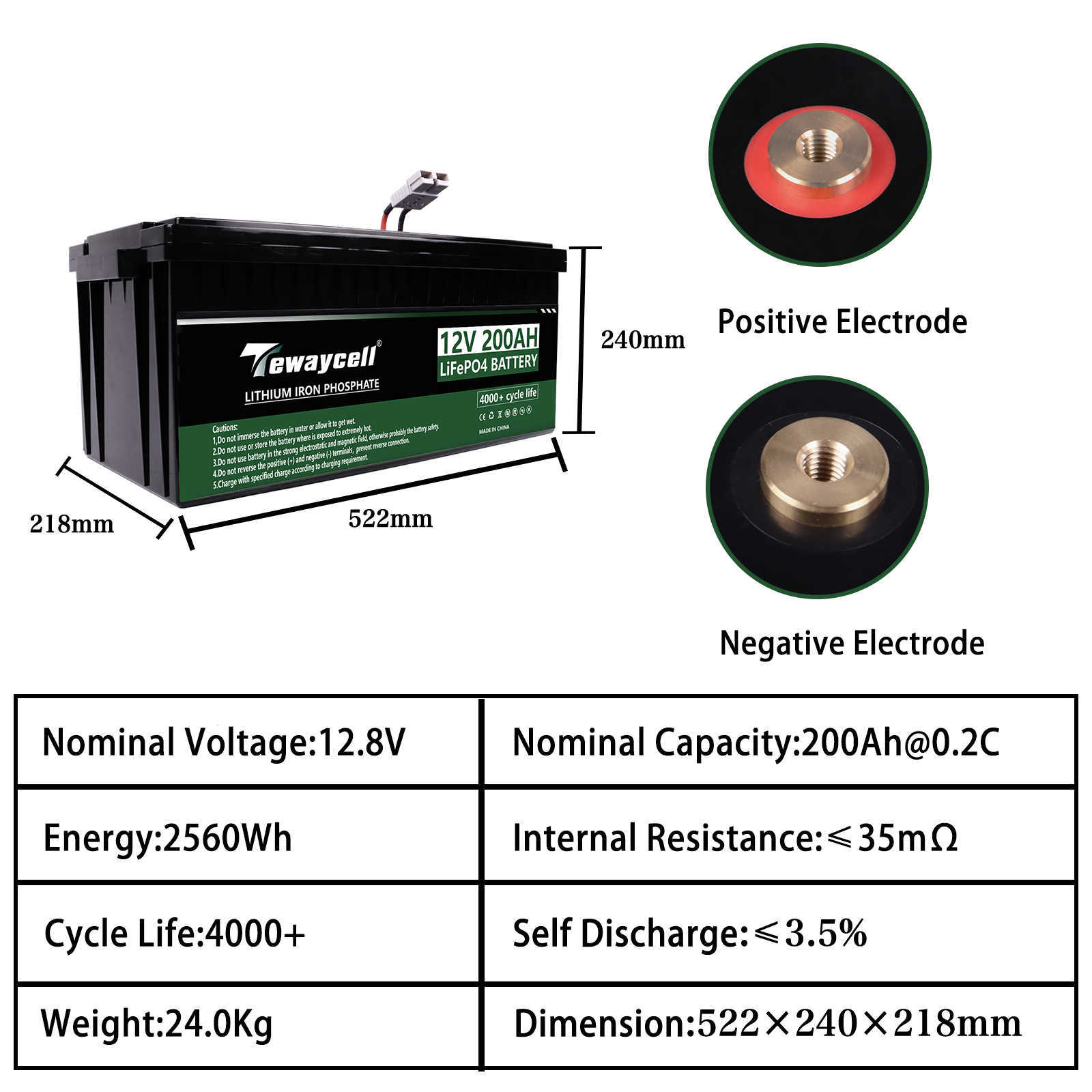 24V 200AH 2S1P 12.8V LIFEPO4 Pil Paketi Lityum Demir Fosfat Yerleşik BMS Güneş Güç Sistemi RV Trolling Motoru AB ABD Vergi Ekim