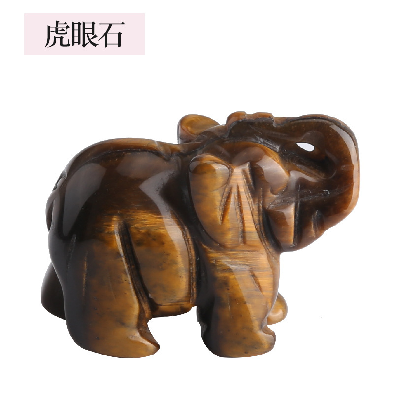 1.5 tum naturlig halvädelsten elefant snidade prydnad charms roskvartläkning reiki kristall gravrav hantverk mode smycken