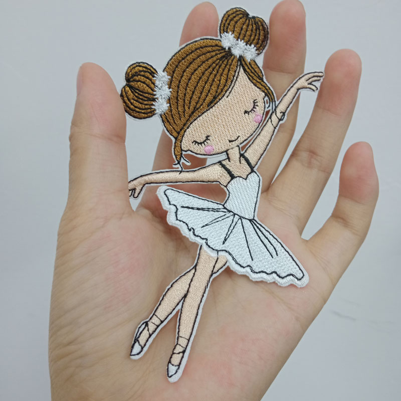 Dessin animé dansant fille broderies patchs de couture notions pour vêtements de vêtements sacs ballerina arts fer sur patch