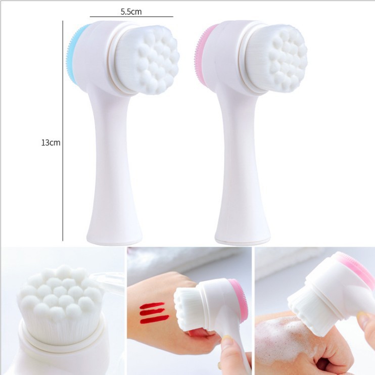 Brosse faciale en Gel de silice 3D nettoyant Double face produit d'élimination des points noirs nettoyant pour les pores brosse de nettoyage exfoliante pour le visage