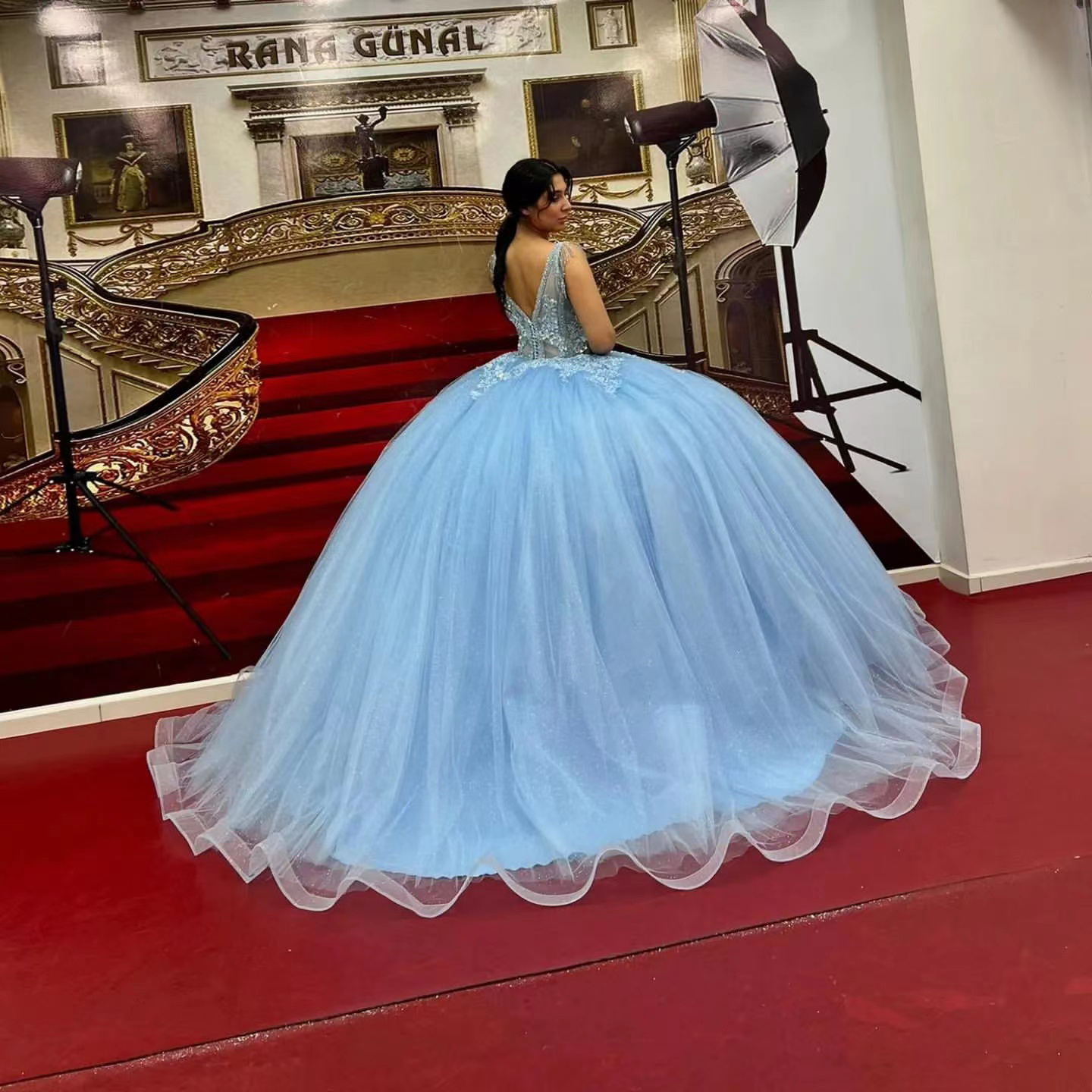 Sky Blue Princess Ball Suknie Quinceanera Dress for Sweet 16 Girl