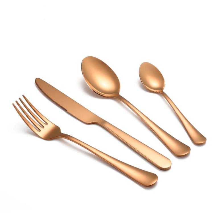 Fancy Wedding Rose Gold Cutlery Set Shiny Rosegold Flatware-Set Rose-Gold Flatware Sets SN4755