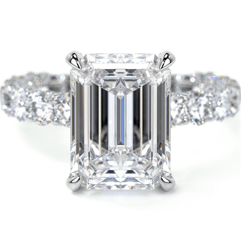 高級ジュエリー結婚指輪スパークリング 925 スターリングシルバーエメラルドカットホワイトトパーズ Diamonique CZ ダイヤモンド宝石パーティー女性婚約バンドリング恋人へのギフト