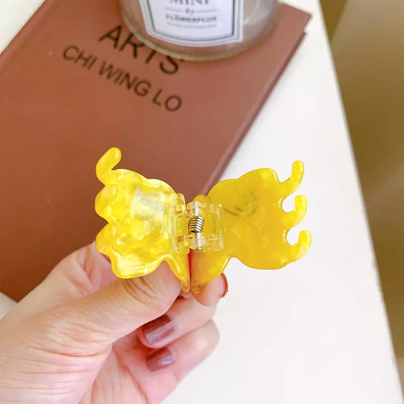 Nieuw creativiteitsontwerp 2.8 cm mini gele mode Cat Celullose Acetaat Haar klauwclips voor schattige meisjes