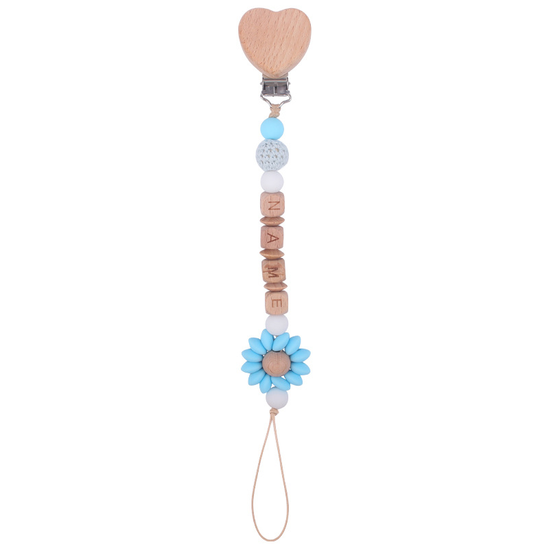 Baby Schnuller Clips Kette Blume Personalisierte Name DIY Neugeborenen Geschenke Beißringe Spielzeug Schnuller Brustwarzen Halter Clip Anti-verloren Ketten