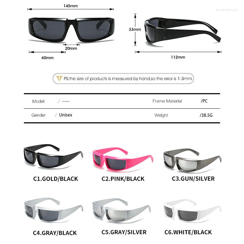 Óculos de sol 2023 homens y2k óculos na moda envoltório em torno de moda punk óculos de sol tons espelho colorido eyewear2956