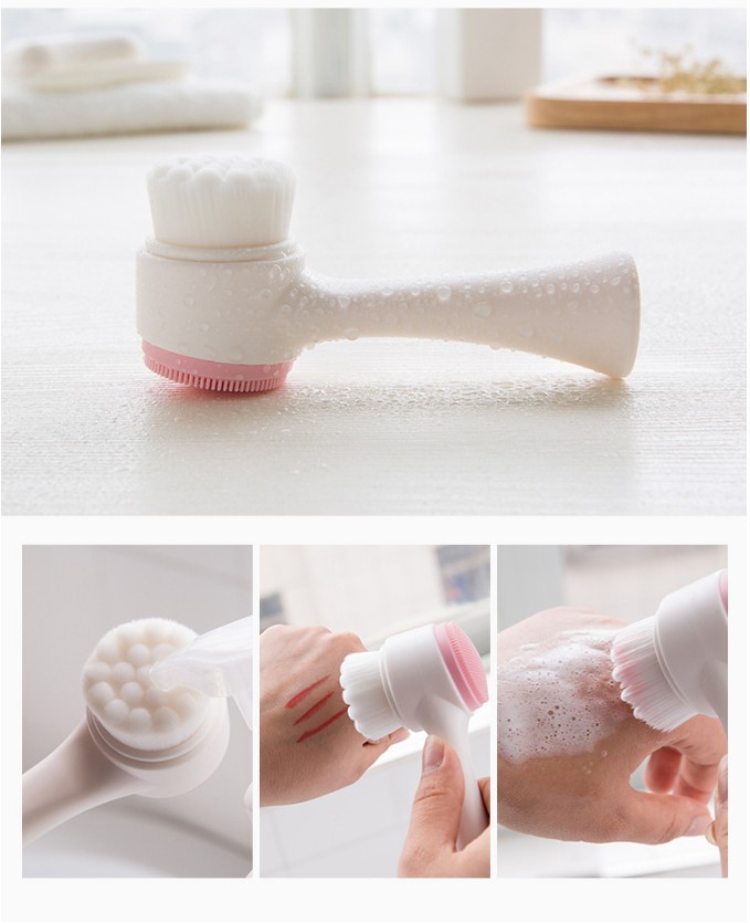 newst Silica Gel Facial Brush Double Sided Cleanser Blackhead Removing Product Pore Cleaner Exfoliating Face cleaning brush