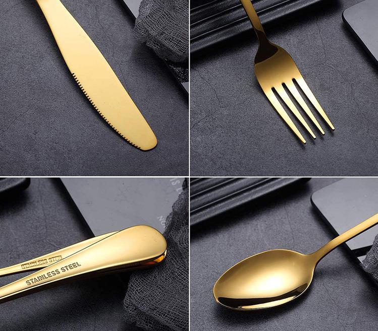 Fancy Wedding Rose Gold Cutlery Set Shiny Rosegold Flatware-Set Rose-Gold Flatware Sets SN4755