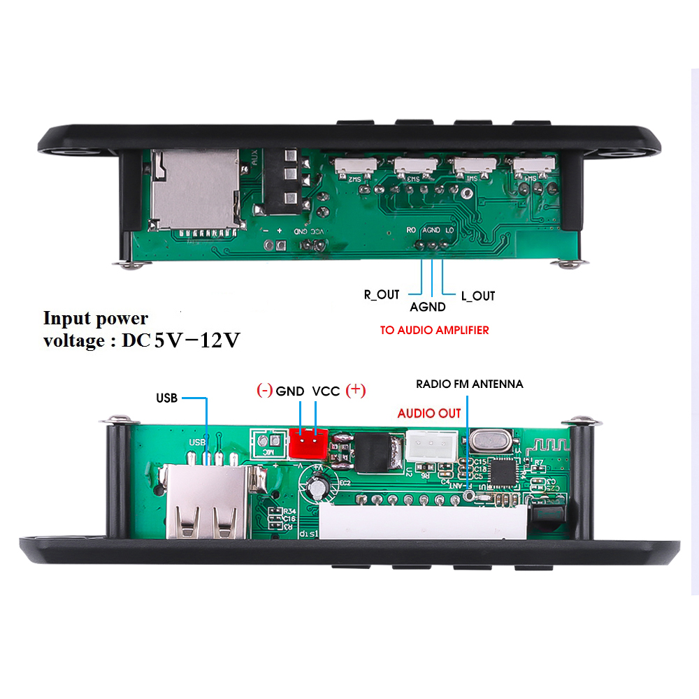 Bluetooth 5.0 Radio 5V 12V Wireless Audio Receiver Car Kit FM Module MP3 Player Decoder Board USB 3.5mm Aux Universal