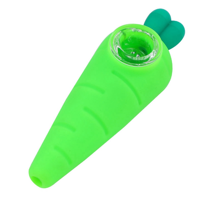 Derniers tuyaux de style radis de carotte en silicone coloré Tabac aux herbes sèches Bol de filtre en verre épais Pipes à main portables Porte-cigarette Fumer à la main