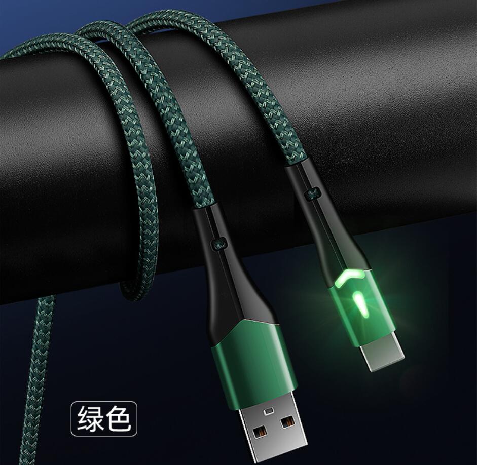 2A Quick Charge LED cables Type c Micro Braided USb Cables 1m 3ft Fabric Cable For Samsung s10 s20 s21 note 21 htc android phone pc