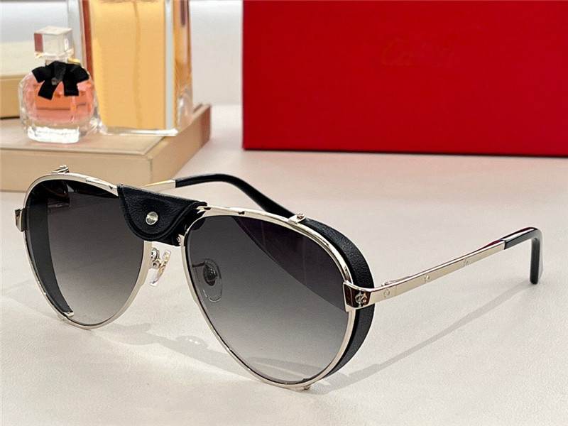 Nuovi occhiali da sole di design alla moda 0296S montatura in metallo pilota con clip in pelle rimovibile occhiali di protezione uv400 esterni in stile semplice e popolare