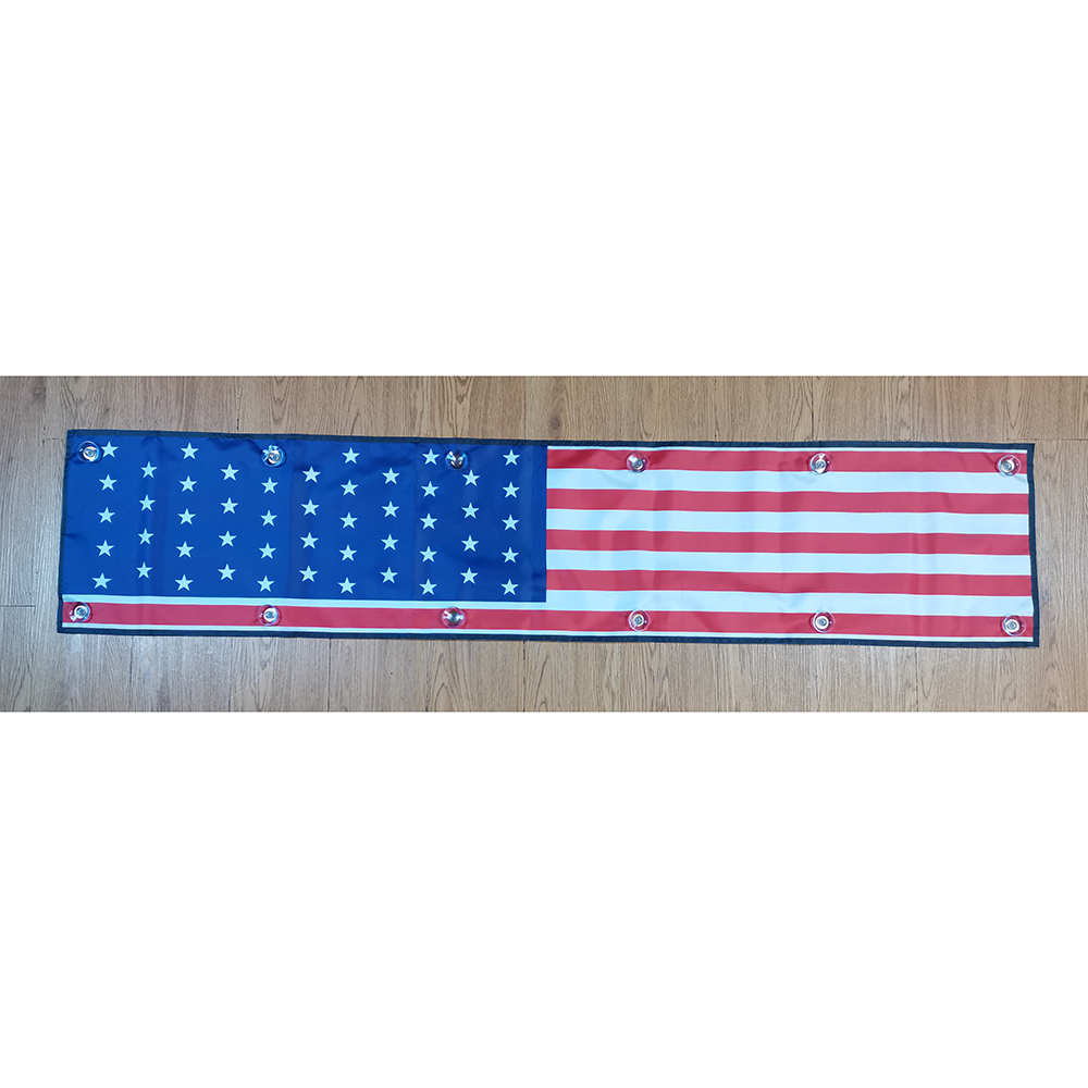 Anpassad sucker flaggbanner 1x5 ft 1x6.23 ft size usa mexico canada svart för lastbilsbil