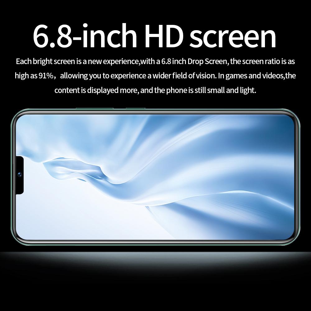 Unlocked Phone 6.8 inch Smartphone Android ROM 512GB Dual SIM Celulares 10 Core HD 24MP Telephone 6000mAh Face ID Fingerprint 4G