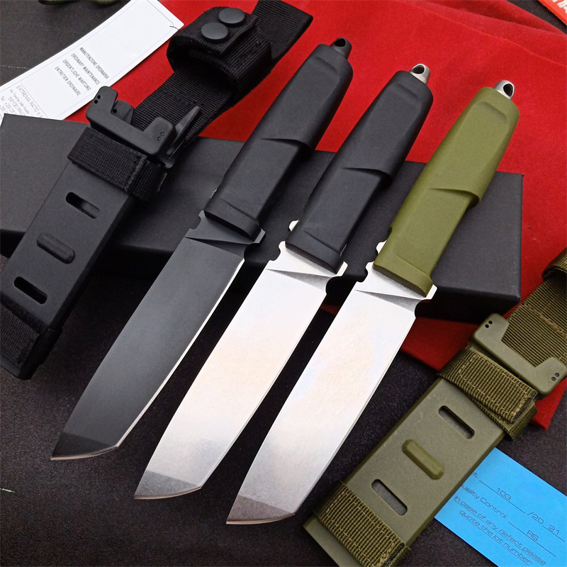 Ny H1215 ER Survival Straight Knife N690 Stone Wash Tanto Point Blade Full Tang TPV Forprene Handle Fixed Blade Knives With Kydex