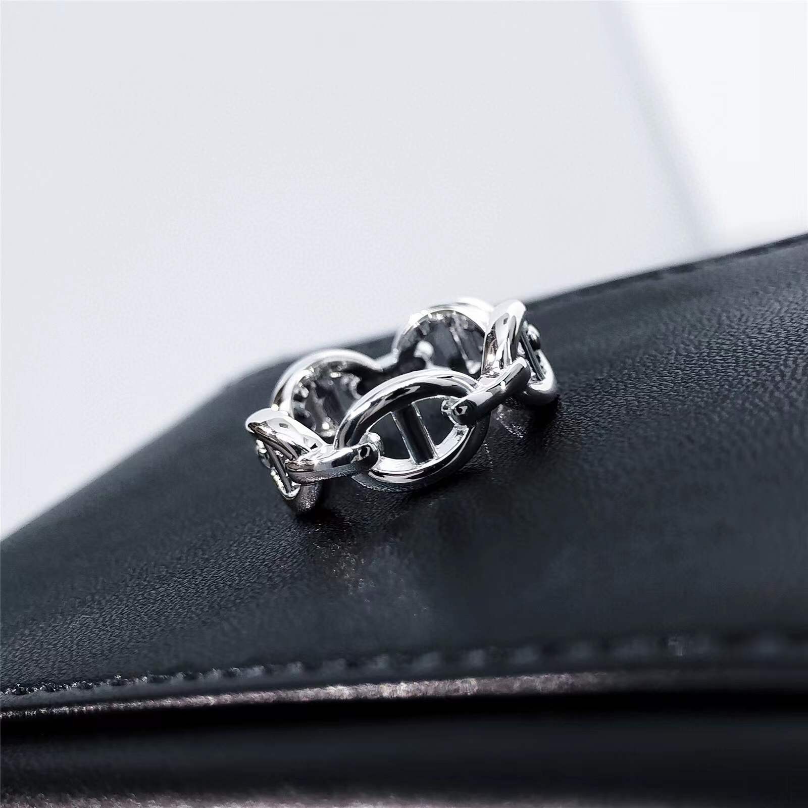 Moda Big Horseshoe Ring Ins Style Pig Nariz de porco anéis para mulheres Prata 925 Projeto de cadeia geométrica de esterlina Acessórios para jóias finas