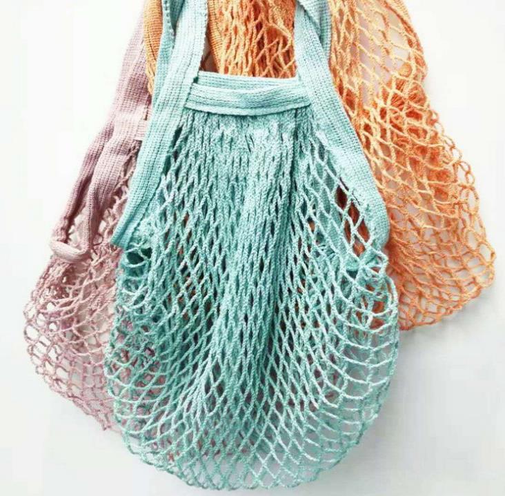 Портуальная торговая сумка для покупок 14 цветов крупно-размер Shopper Tote Mesh Net Woven Cotten Bags Портативные покупки-пакеты домашнее хранение SN446