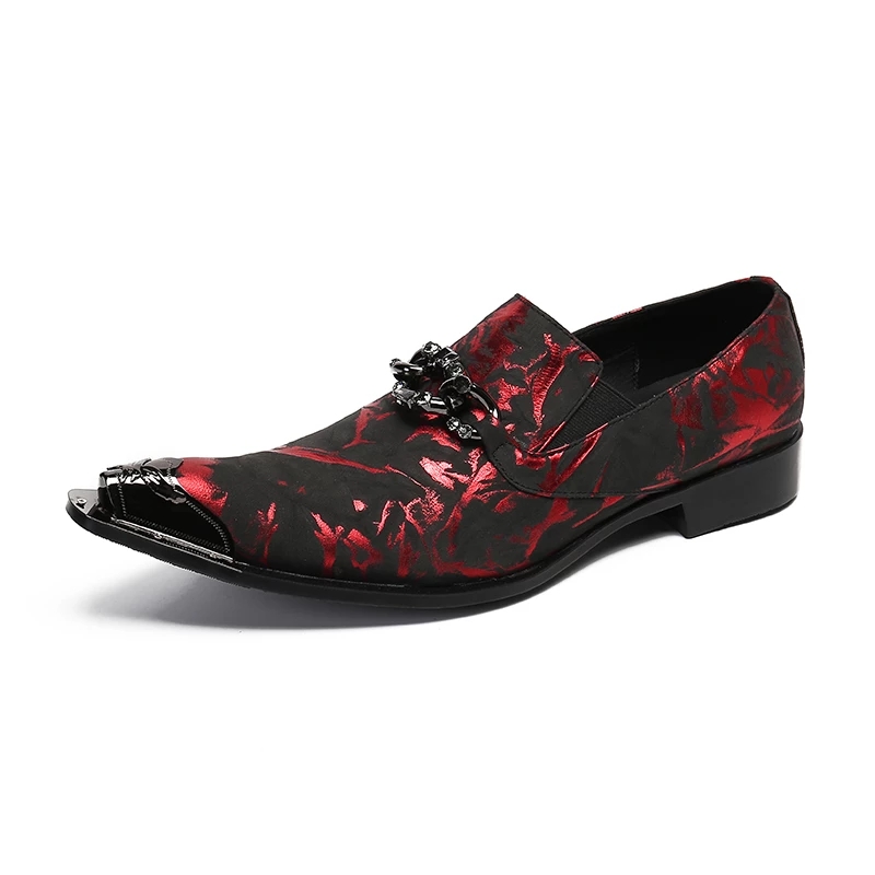 Italian Red Print Genuine Leather Men Brogue Shoes Plus Size Wedding Prom Oxford Shoes Men Business Formal Dress Shoes