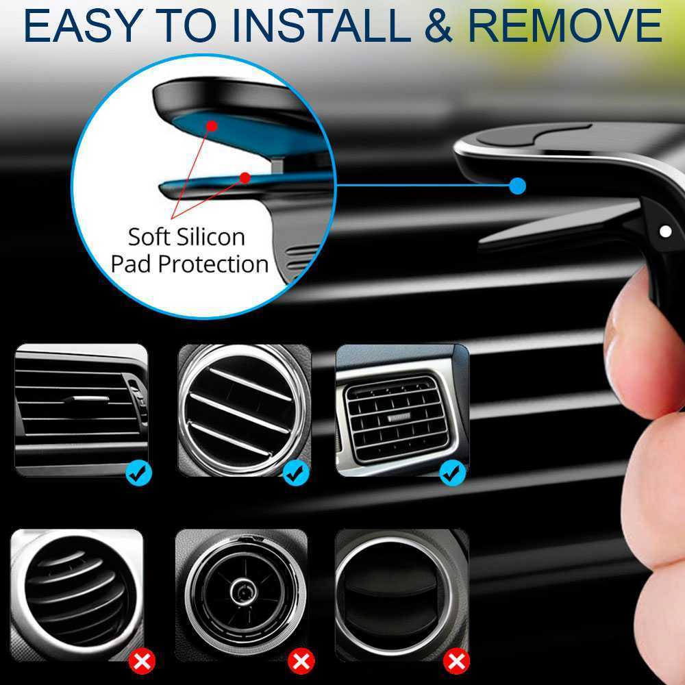 حامل هاتف Universal Car Phone Black L من النوع المتنفيس المقطوع 360 Magnet Magnet Mobile Mobile للهاتف الذكي