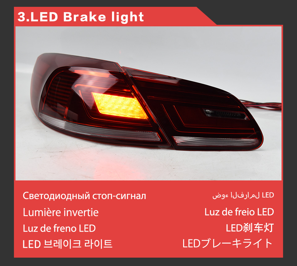 Bil Taillight Montering baklampan Turn Signal dimma omv￤nd bromsparkering K￶r belysningstillbeh￶r f￶r VW CC LED -bakljus