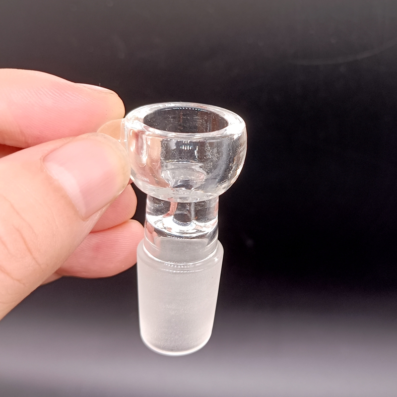 Bol en verre transparent pour bang à eau Hookajs Demi-cylindre à paroi épaisse de 4 mm avec poignée bulbeuse Joint de 14 mm