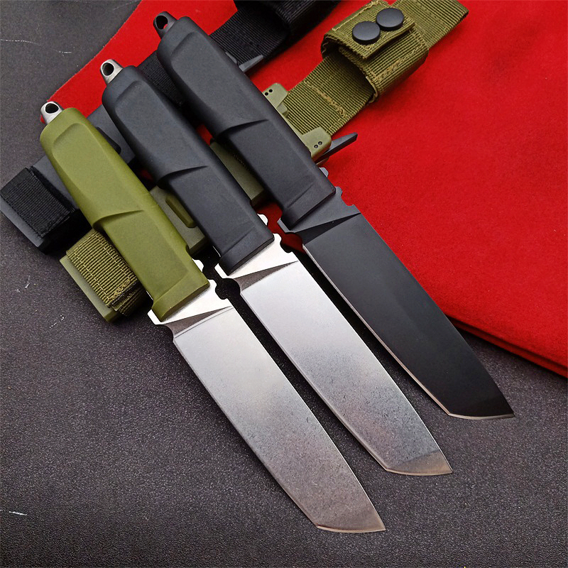 Kampanj H1215 ER Survival Straight Knife N690 Stone Wash Tanto Point Blade Full Tang TPV Forprene Handle Fixed Blade Knives With Kydex