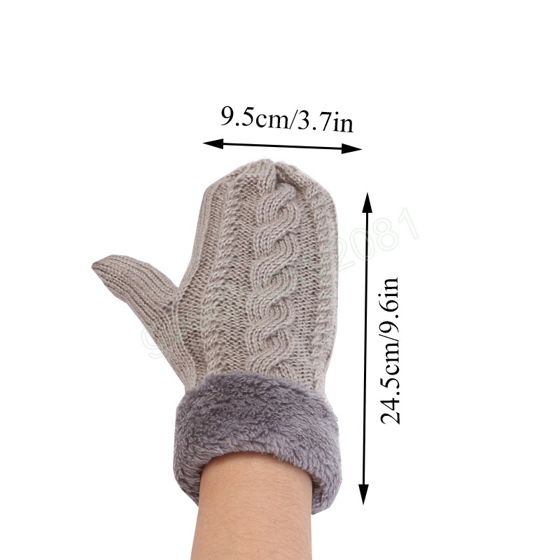 Sticked Twisted Mantens utomhus Woolen Sticking Driving Gloves Solid Color Handmade Plus Velvet Mittens For Women