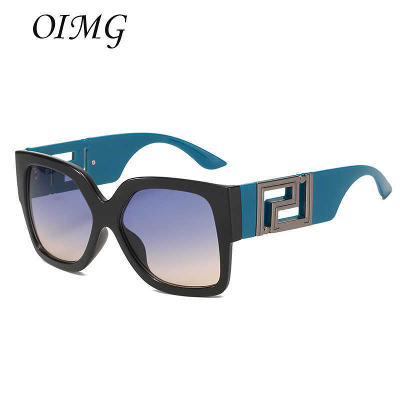 Solglasögon överdimensionerade fyrkantiga solglasögon kvinnor 2021 Ny mode trendig vintage brun gradient svart lyx varumärke damer glasögon uv40228b