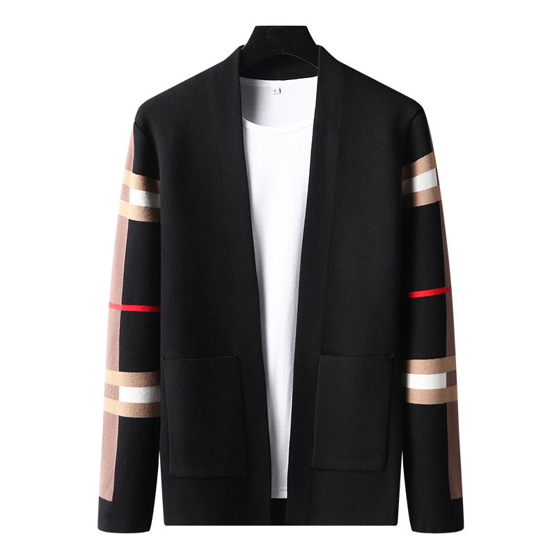 Swetry w dużych rozmiarach Designer Cardigan Łączone kolorowe swetry rozpinane Dzianinowa kurtka Pocket Men Cardigan Fashion Clothing