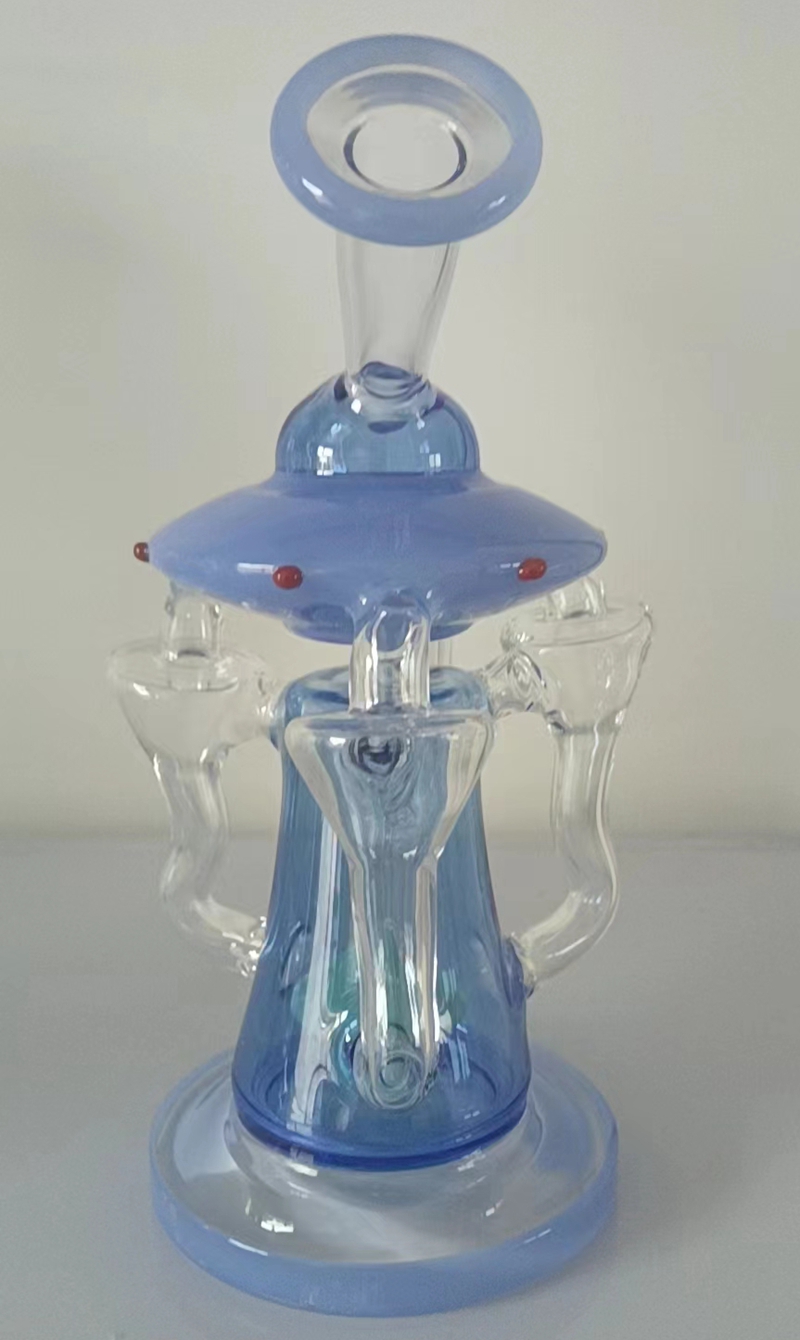 Creative Ufo Glass Bong Bonghs Jaune Épais DAB TRAPE AVEC PERCOLATEUR Mini tube droit fumer les tubes