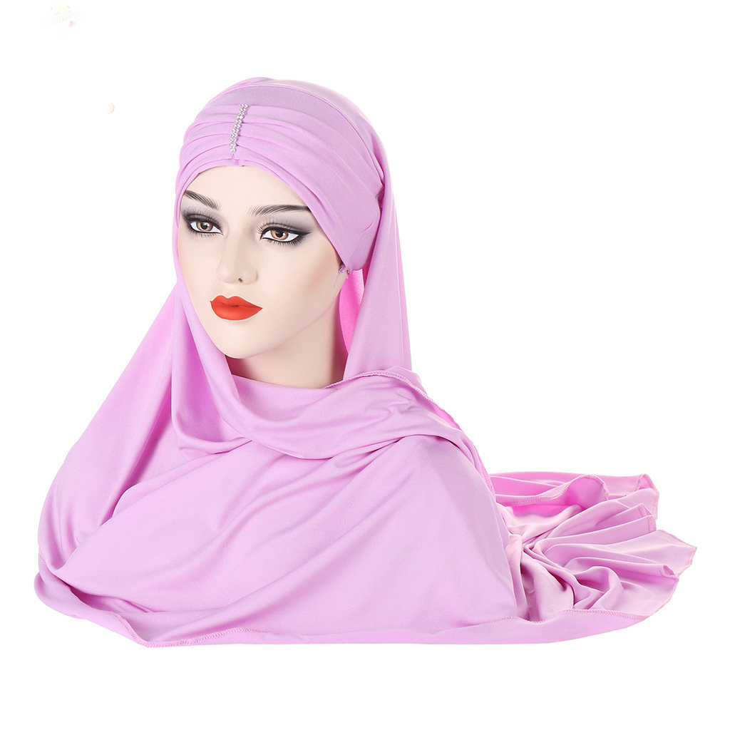 Damen-Jersey-Schal, einfarbig, Diamanten, Baumwolle, sofortige Hijab-Tücher und Tücher, Foulard, muslimische Hijabs, bereit zum Tragen eines Kopftuchs