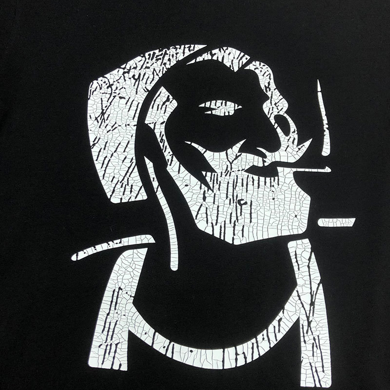 T-shirt à manches courtes et col rond pour Homme, noir et blanc, couleur contrastée, imprimé tête de vieil Homme