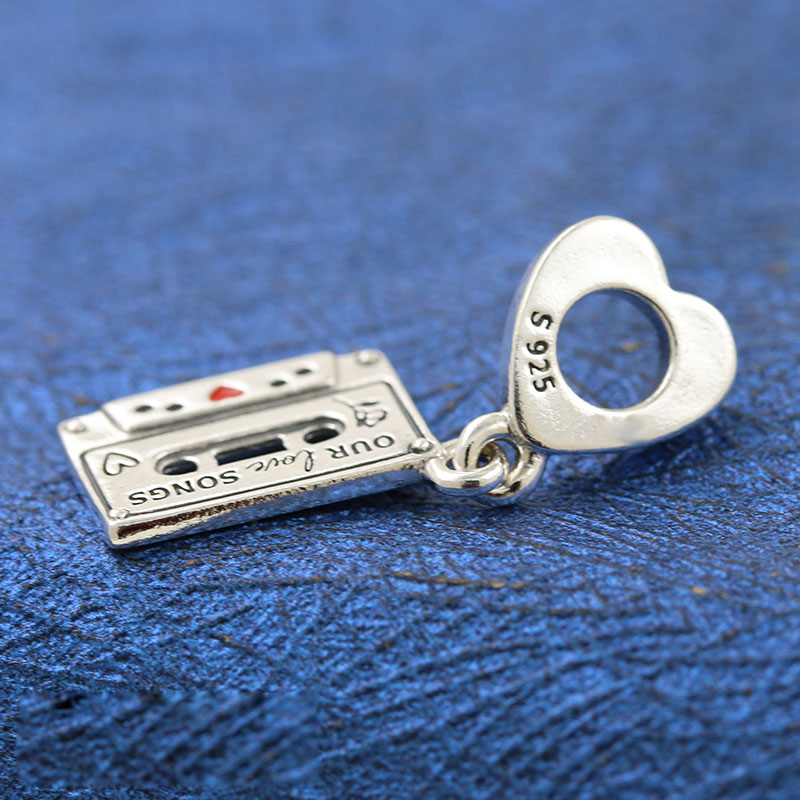 2021 NEW SPRING 925 STERLING SILVER VINTAGE CASSETTE DANGLES PENDANT CHARM BEAD FITS EUROPEAN PANDORA JEWELRY CHARMブレスレット