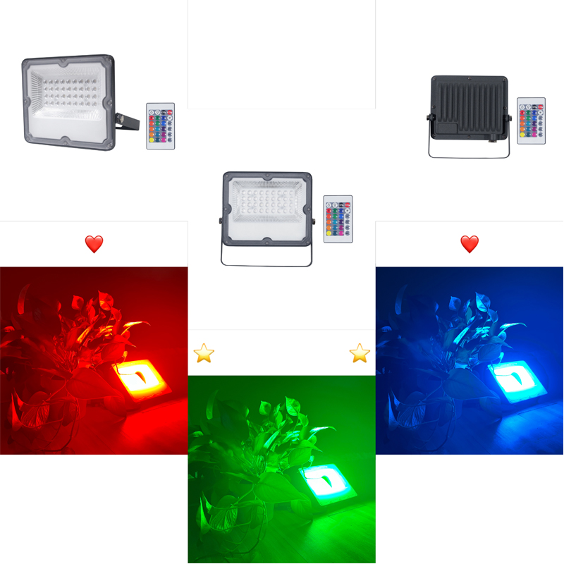 RGB LED 투광 조명 10W 20W 30W 50W 100W 150W 200W 220V 110V 홍수 가벼운 야외 벽 와셔 램프 반사판 방수 정원 조명