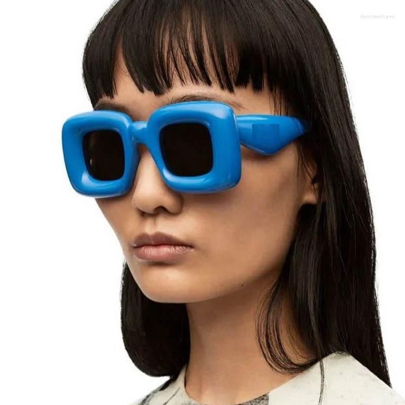 Solglasögon Square Overized Women Men Designer Sun Glasses Famale Retro Uppblåsbar solglasögon UV400230Q