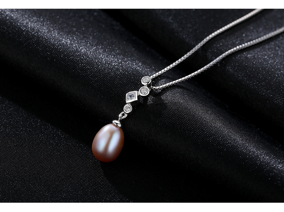 Micro set zircon s925 silver freshwater pearl pendant necklace women jewelry new fashion charming lady box chain necklace accessory gift