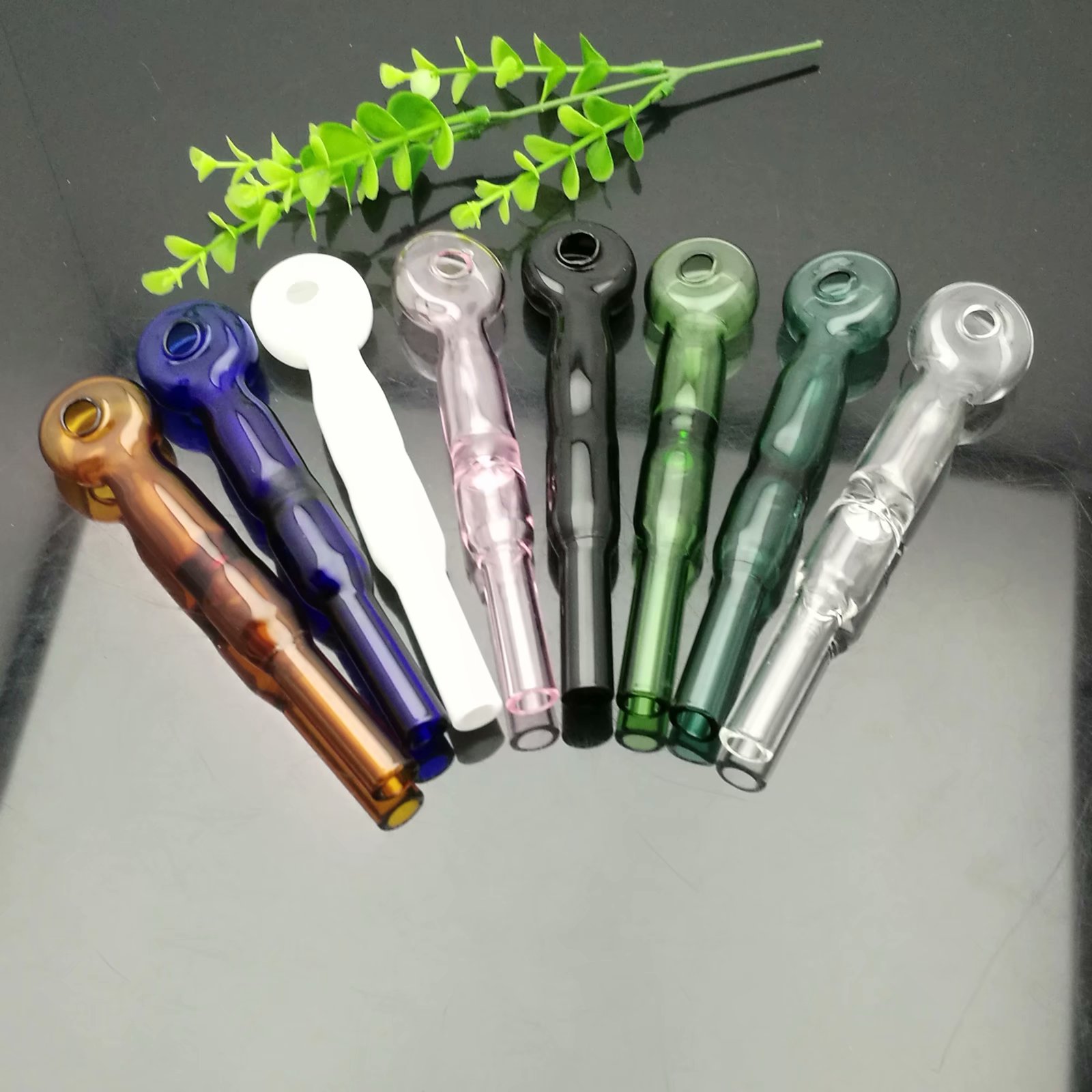 Hookahs Smoking Pipe Travel Tobacco Pipes Mixed color flat mouth suction nozzle glass straight smoke pot