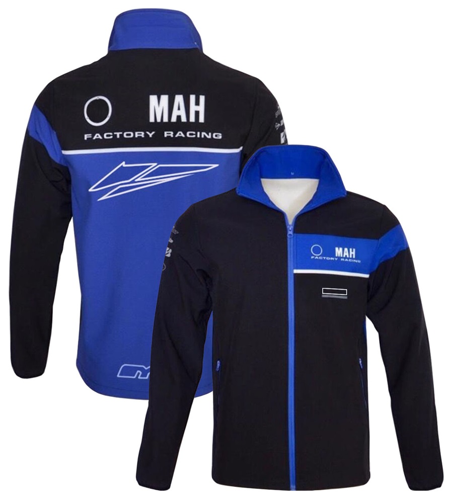 2022 Nieuwe Moto Factory Racing Team Hoodie Motorrit Blauw Warm Houden Jassen Zip Fleece Sportkleding Heren Winddichte Rits Jas