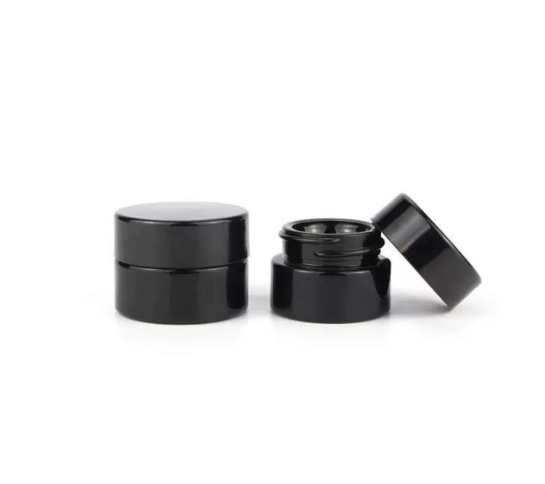 UV Protection Full Black 5ml Glass Cream Jars Bottle Wax Dab Dry Herb Concentrate Container SN445